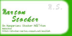 marton stocker business card